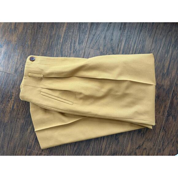 VTG 100% Wool Mustard Pleat Straight High Waist Pant Slack Trouser Size 10 Twee - Picture 4 of 5